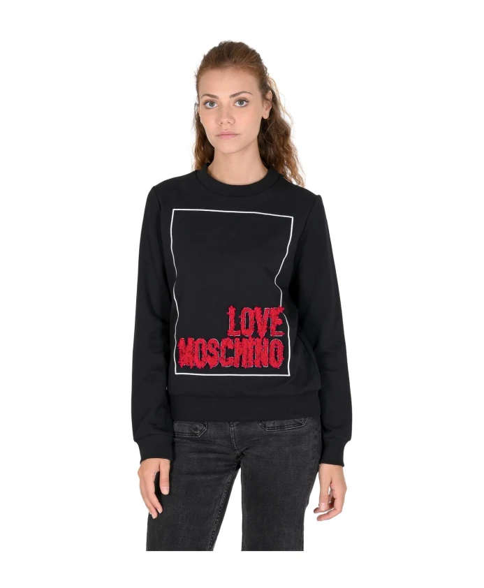 

Черная толстовка с круглым вырезом и уникальным дизайном. Love Moschino, черный