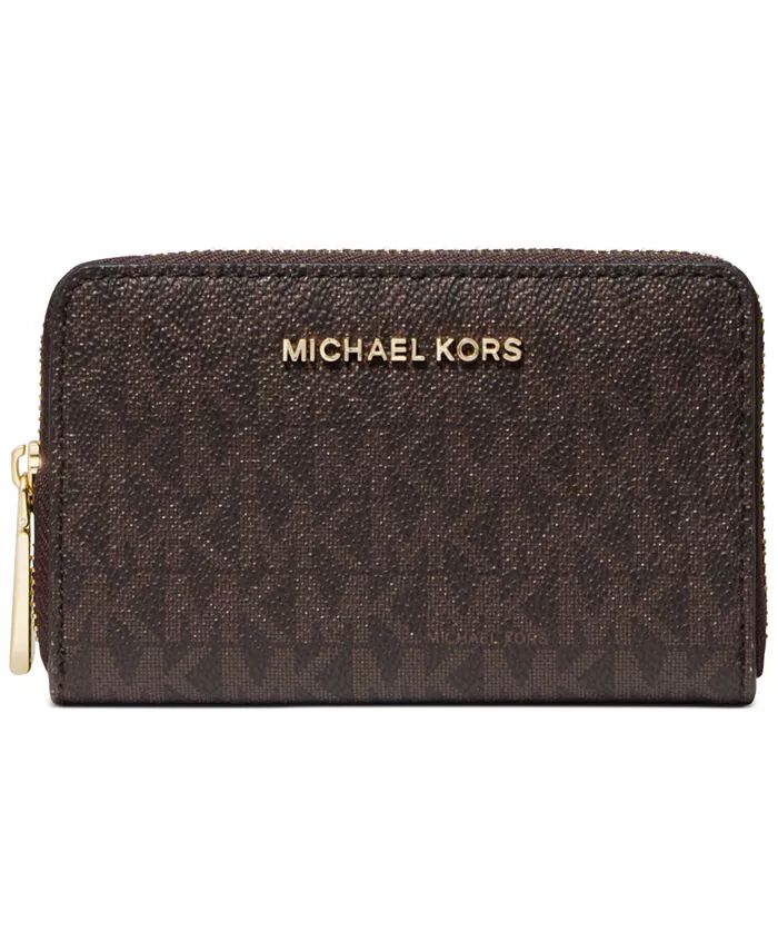 

Чехол для карточек с логотипом Jet Set на молнии Michael Kors, коричневый