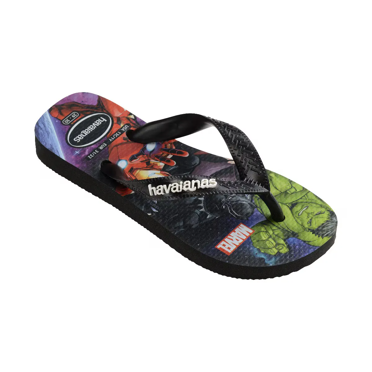 Гав. Детские шлепанцы Kids Top Marvel Ii Black 356 Havaianas, принтованный/черный — фото 2