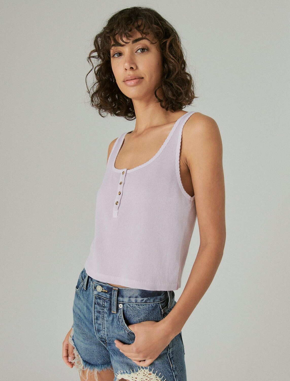 

Женская майка Lucky Brand для мальчика вафельного цвета, цвет Light Purple