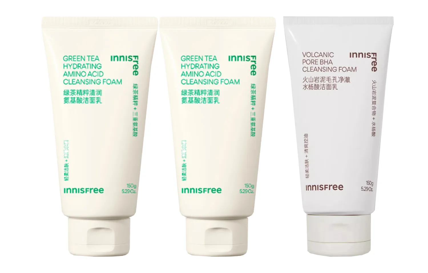 Гель для умывания Innisfree — Очищающее средство унисекс, New Green Tea Cleanser * + New Volcanic Cleanser, 150 г