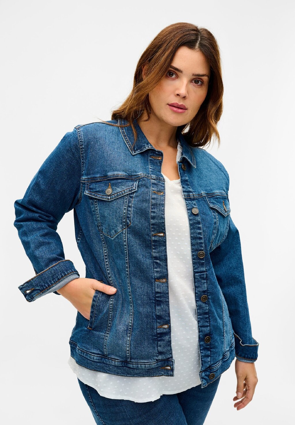 

Джинсовая куртка Zizzi, цвет Blue Denim