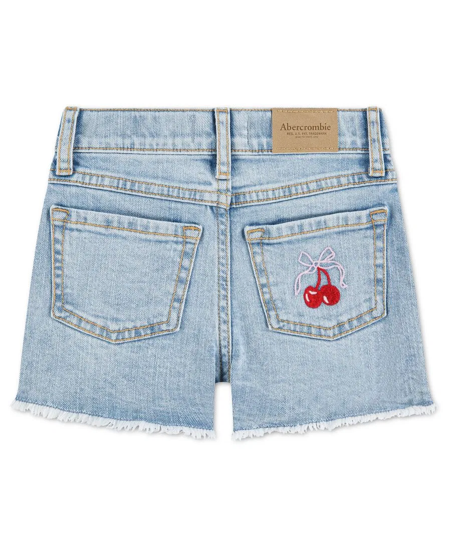 Детские джинсовые шорты с бантом вишневого цвета для девочек 2T-5T Abercrombie Kids, синий — фото 2