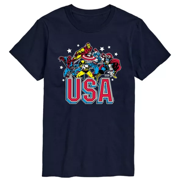 

Футболка с принтом Big & Tall USA Marvel, синий