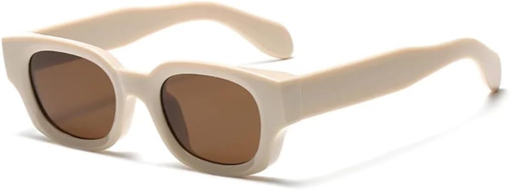 

Модные ретро-солнцезащитные очки прямоугольной формы для мужчин и женщин, роскошные, с толстой оправой, популярные винтажные, с защитой от УФ-излучения UV400 TVTBBVV, Beige-brown