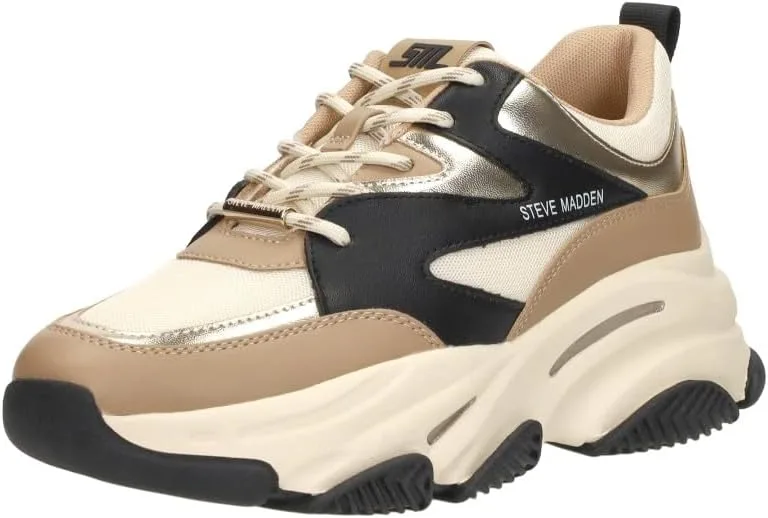 Кроссовки из искусственной кожи и текстиля Steve Madden, черный/хаки — фото 2