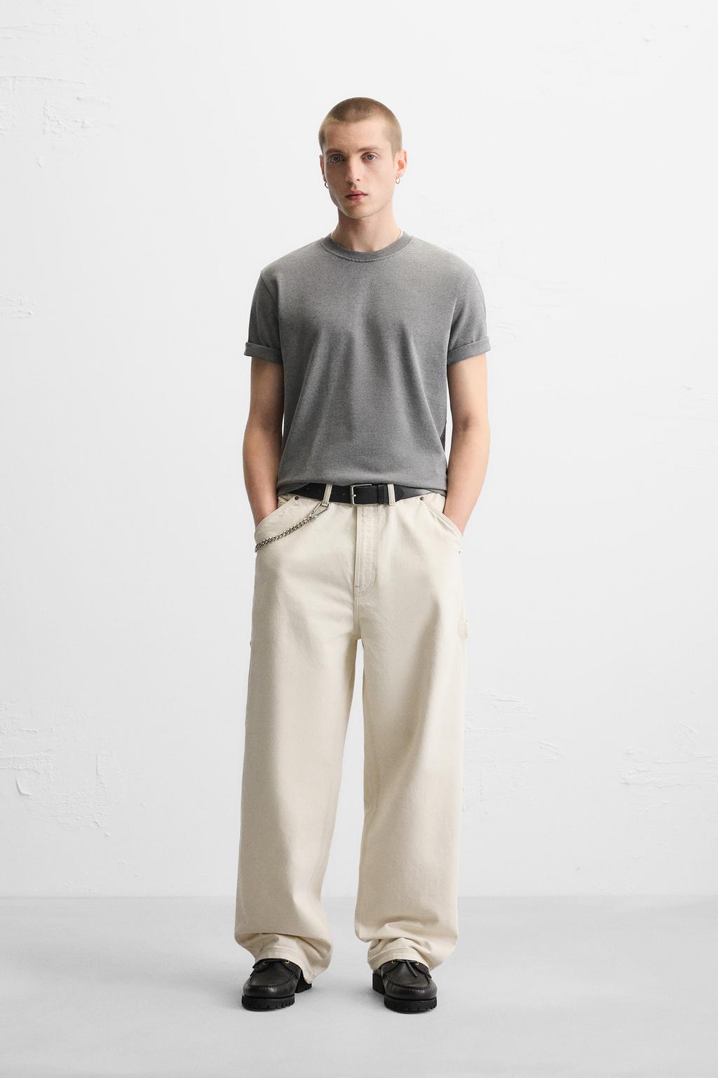 

Джинсы carpenter свободного покроя ZARA, экрю