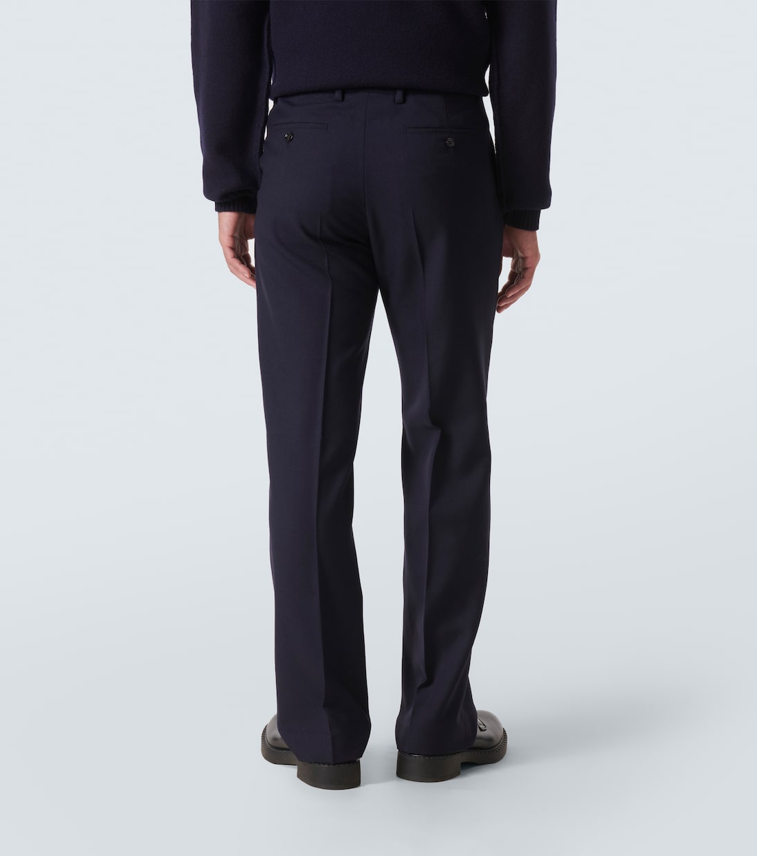 Плиссированные брюки из натуральной шерсти Ami Paris, Navy Blue — фото 4