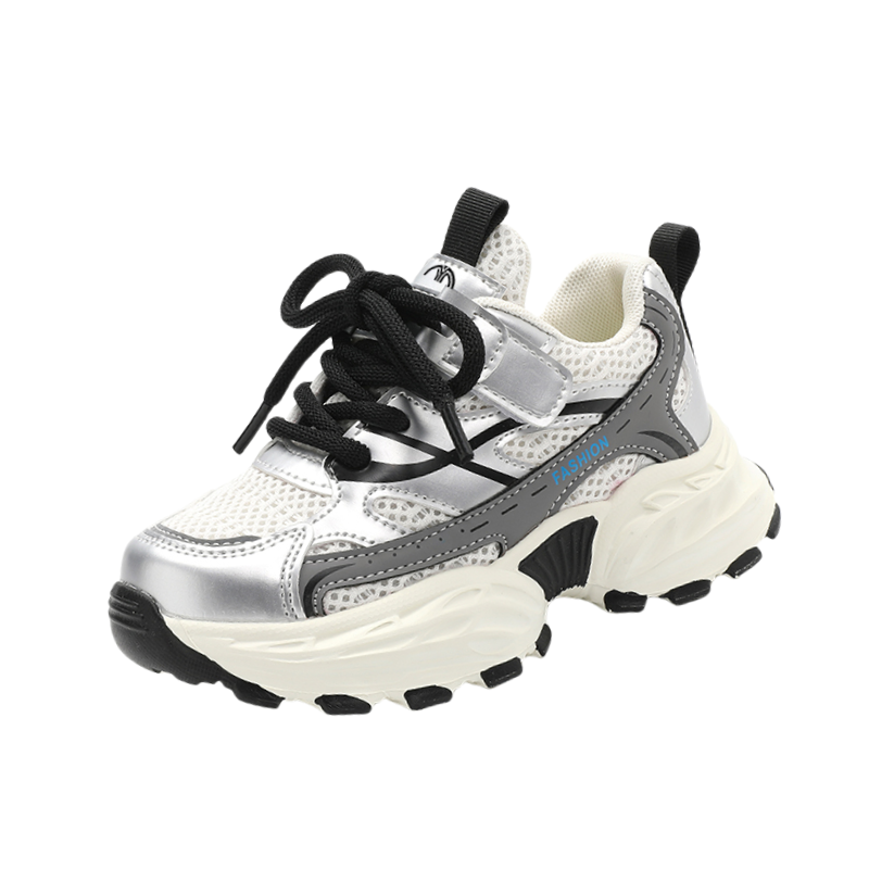 

Нескользящие, дышащие, легкие, амортизирующие низкие детские кроссовки для бега Yi Jiabao, серебряный