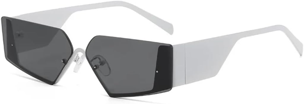 

Солнцезащитные очки в металлической оправе, без оправы, с широкими дужками, «кошачий глаз», винтажные, роскошные, с защитой от УФ-излучения UV400, для женщин и мужчин TOIPASTN, White