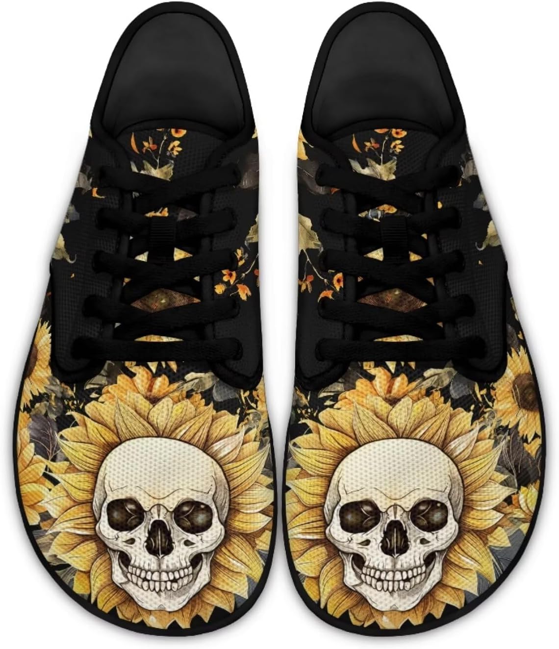 

Женские кроссовки с черепами для ходьбы и бега, модные туфли на шнуровке, лоферы для вождения Ecaestolph, желтый