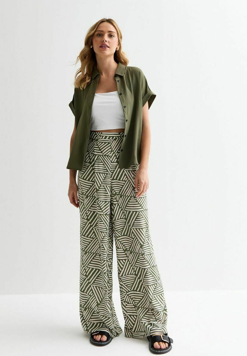 

Брюки TRIANGLE PRINT WIDE LEG New Look, цвет Mottled Green
