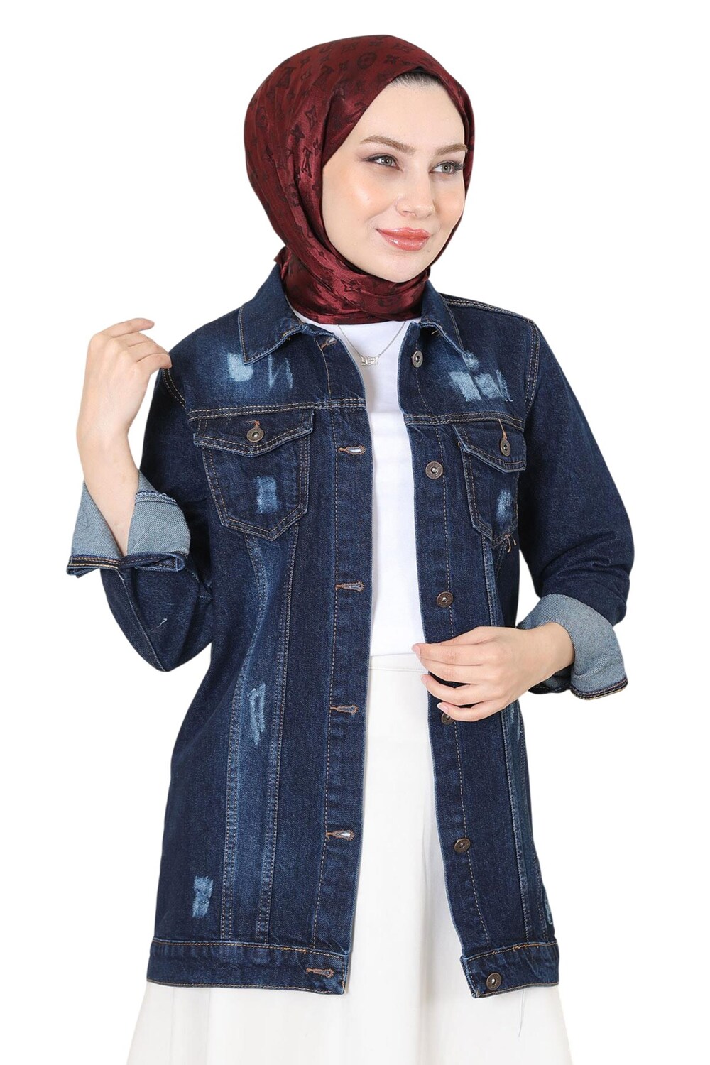 

MODAMIHRAM Куртка для межсезонья в темно-синем цвете