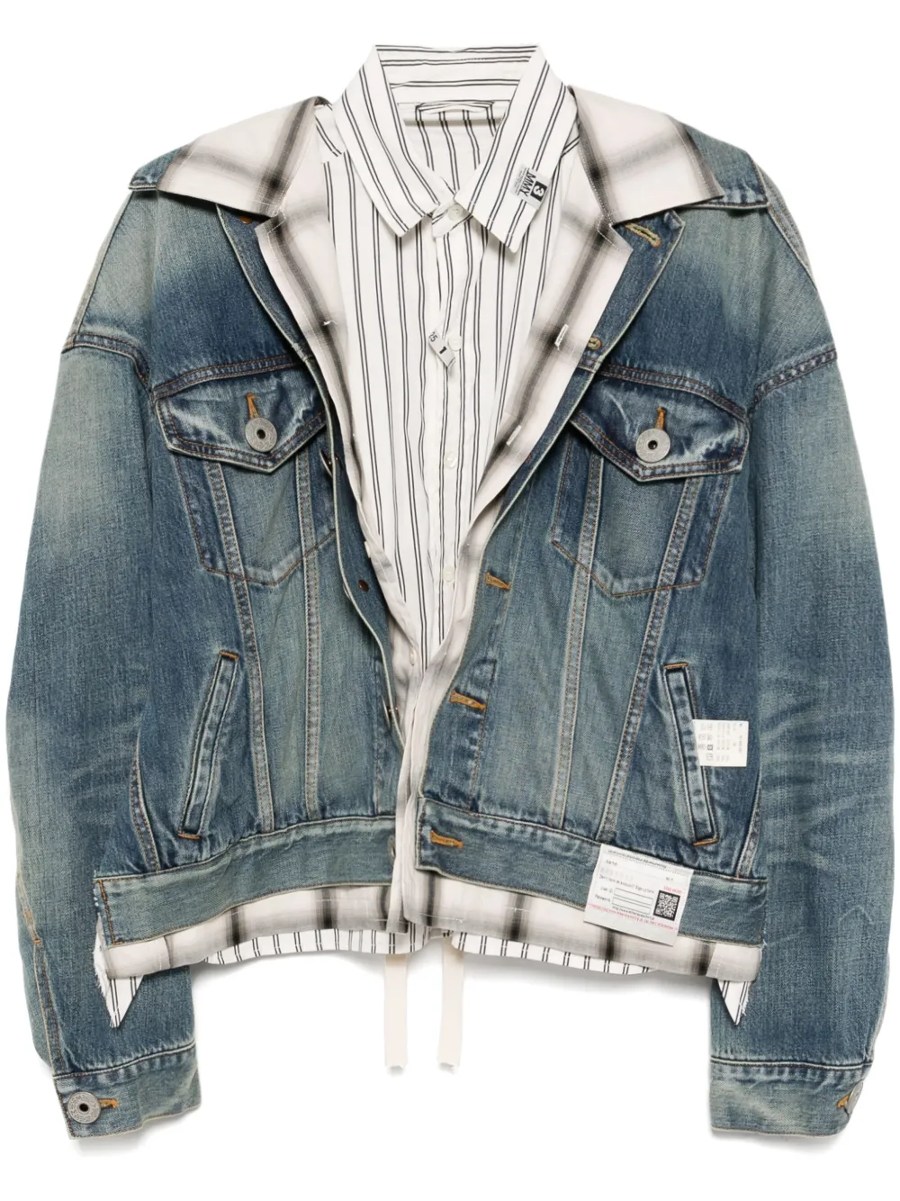 

Многослойная джинсовая куртка с открытой спиной Maison Mihara Yasuhiro, синий