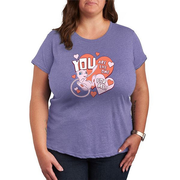 

Футболка Plus size с принтом Pokémon Mew "You are the one for me" Licensed Character, Heather Periwinkle