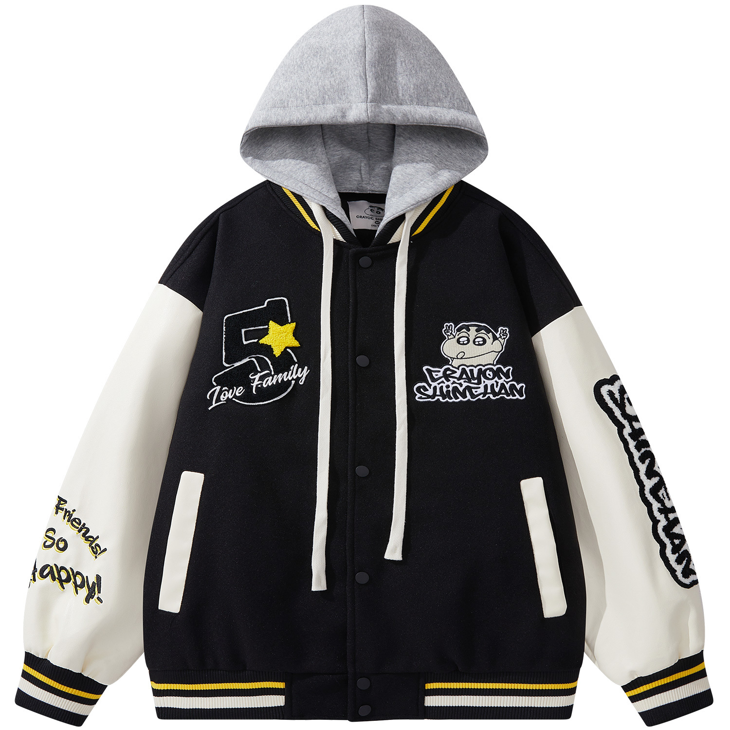 

Crayon Shinchan Бейсбольная куртка унисекс, Black[with Hood]
