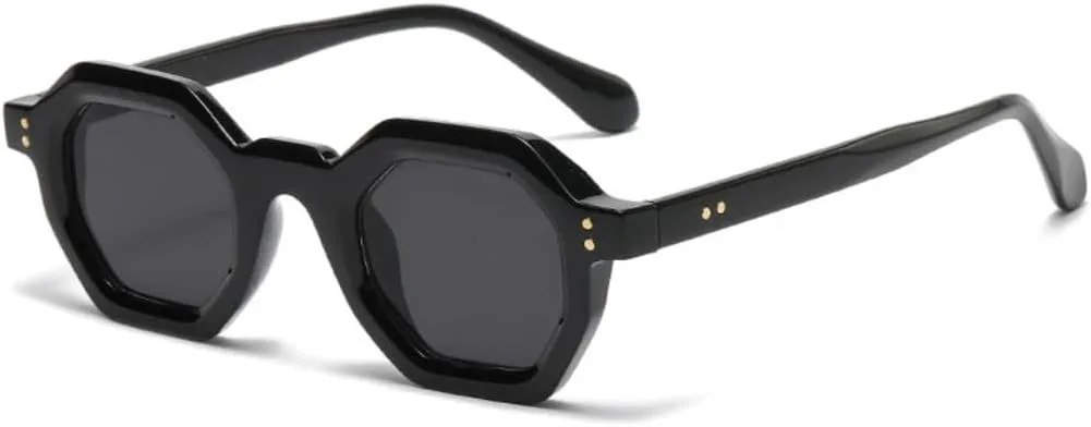 

Модные солнцезащитные очки Polygon Small для женщин, ретро-очки с заклепками, мужские очки UV400, трендовые очки для активного отдыха HHZZYVY, Black Gray