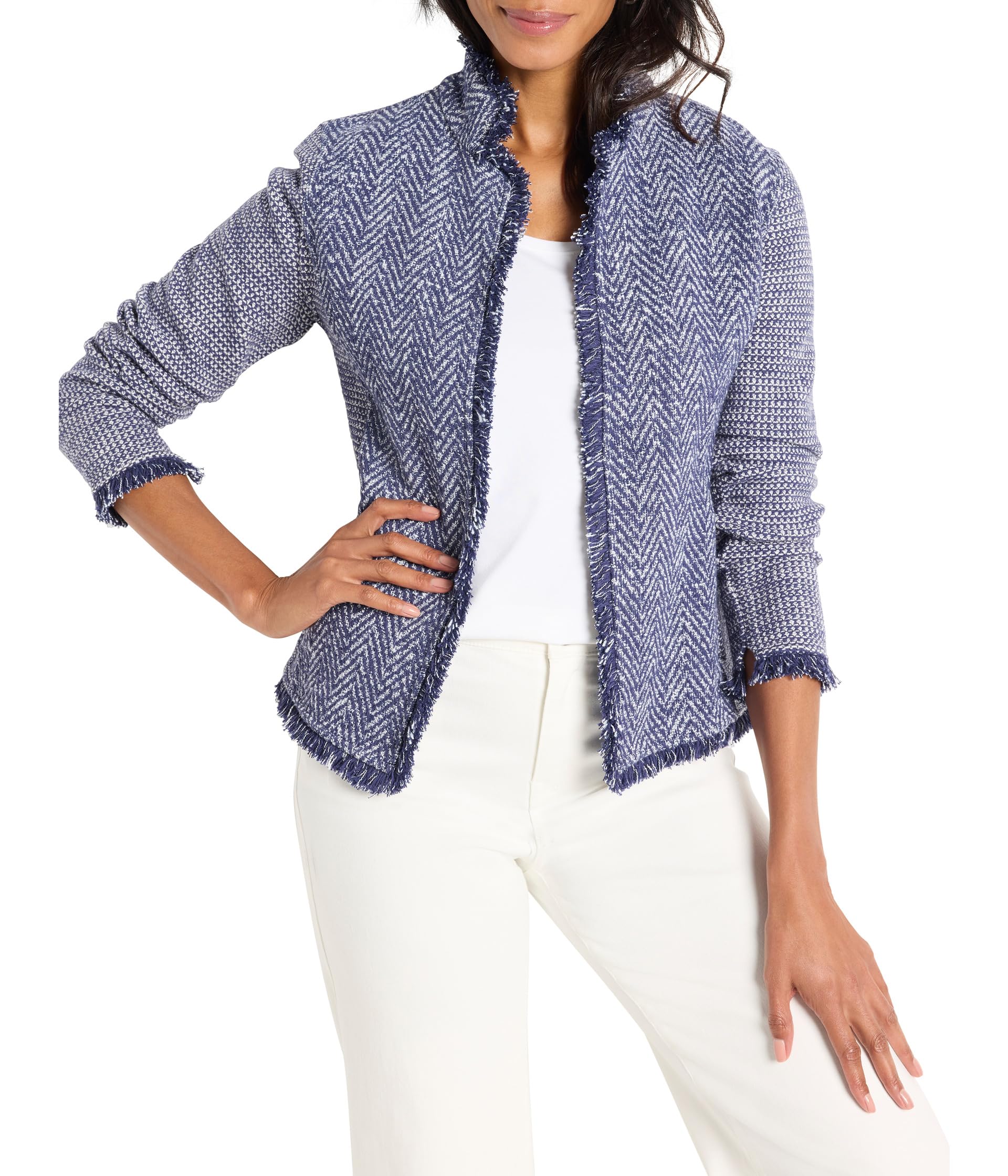 

Куртка NIC+ZOE Notch Collar Fringe Mix Knit Jacket, цвет Indigo Mix