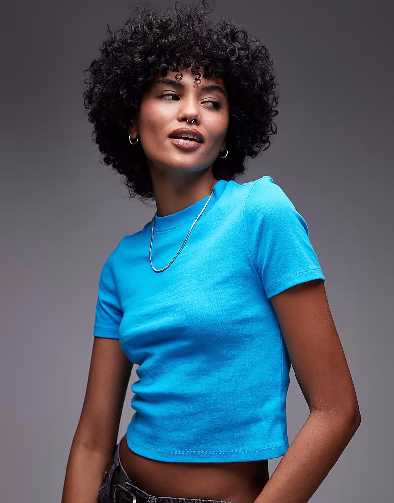 

Укороченная повседневная футболка Topshop бирюзового цвета