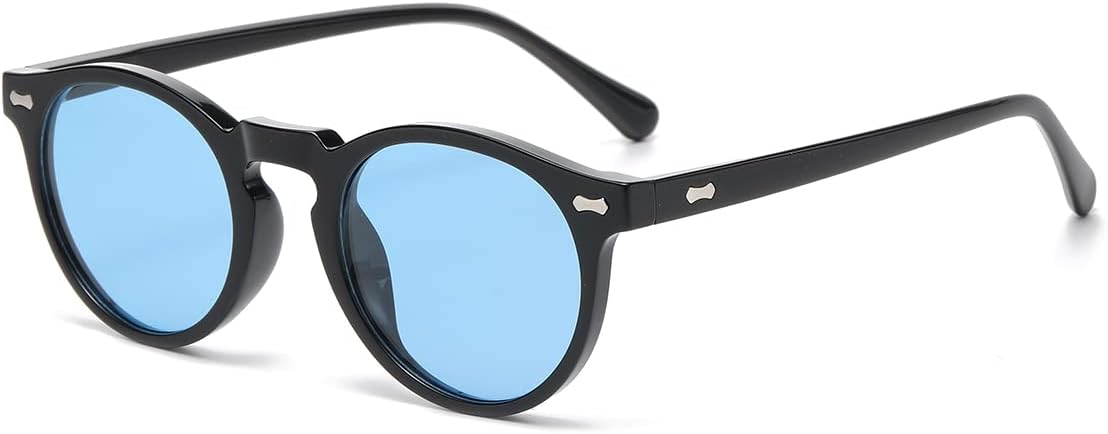 

Солнцезащитные очки Gleyemor Vintage Polarized для мужчин, круглые, с защитой UV400, в ретро-стиле, с оправой из ацетата ручной работы, 053 Black Frame/Clear Blue Lens