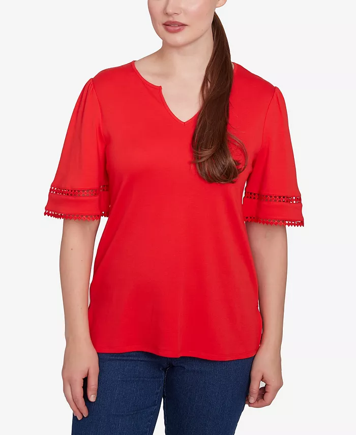 

Футболка Petite Solid Diamond Stitch Ruby Rd., красный