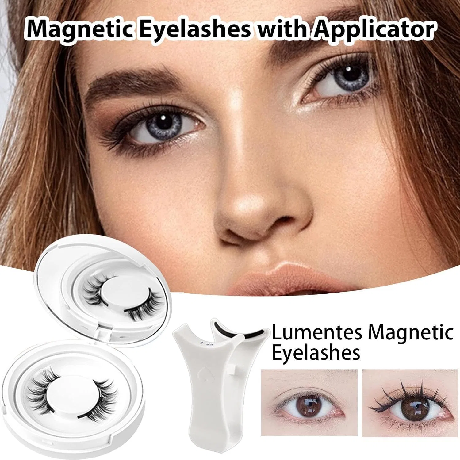 Магнитные ресницы Natural Magnetic Eyelashes, набор 3 пары + клипса, EM12-3 — фото 3