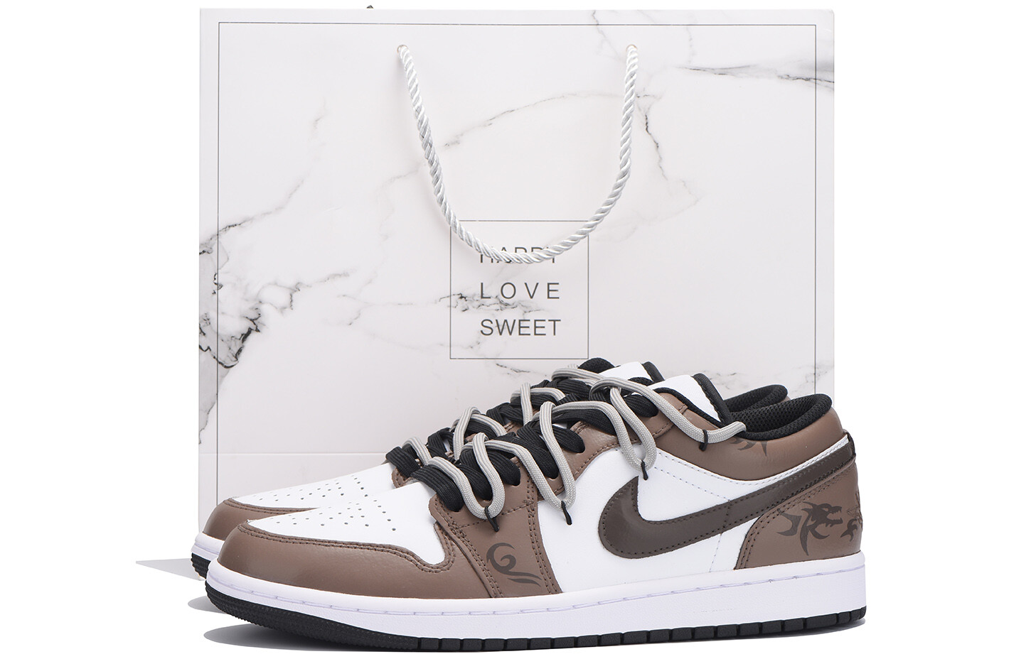 

Кроссовки Air Jordan 1 Vintage Basketball Shoes Men Low-top White, коричневый