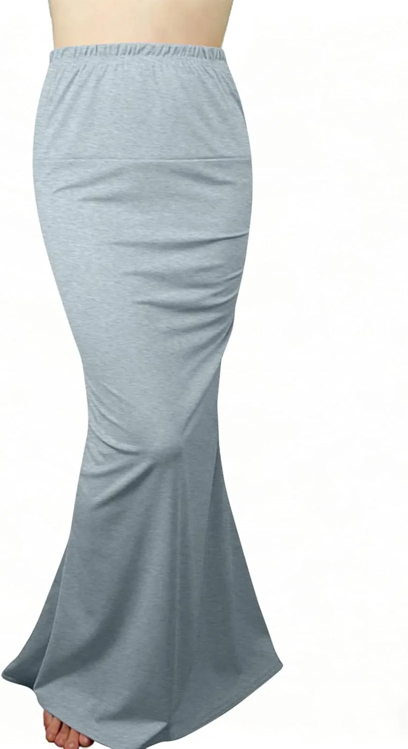 Юбка макси женская с рушевым подолом, Bodycon, высокая талия, серый — фото 4