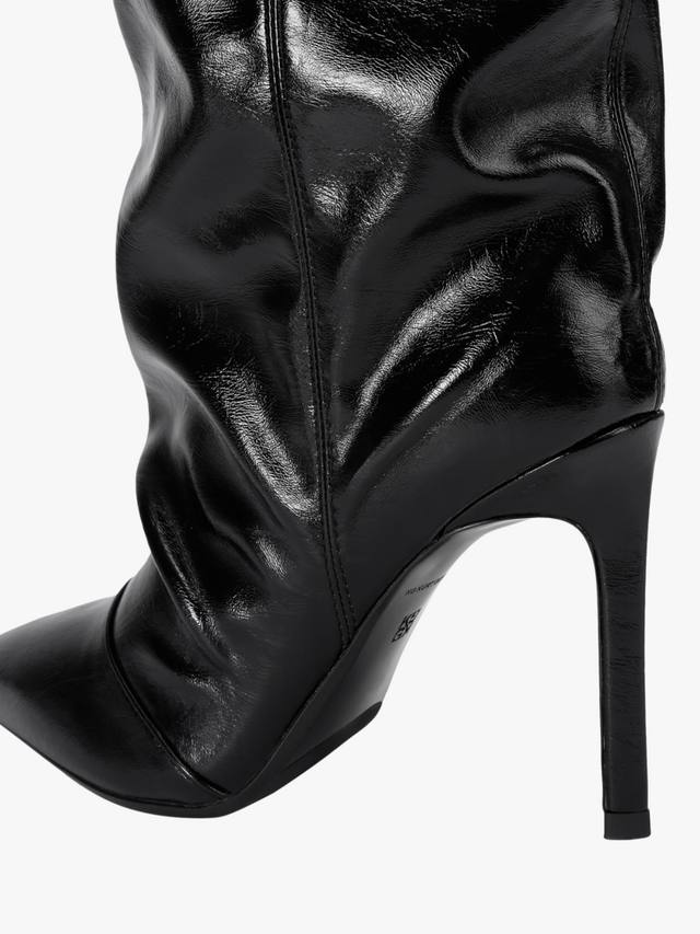 Французские лаковые гофрированные ботинки до колена KG Kurt Geiger, Black — фото 4