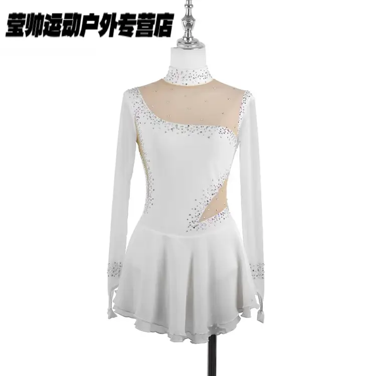 

HEAD Детский костюм для фигурного катания, девичье длинное платье с пайетками, зеленая юбка для соревнований и экзаменов, Purple, 2XL