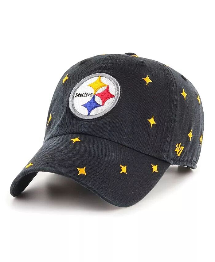 

Мужская и женская черная регулируемая шляпа Pittsburgh Steelers Confetti Clean Up '47 Brand, черный