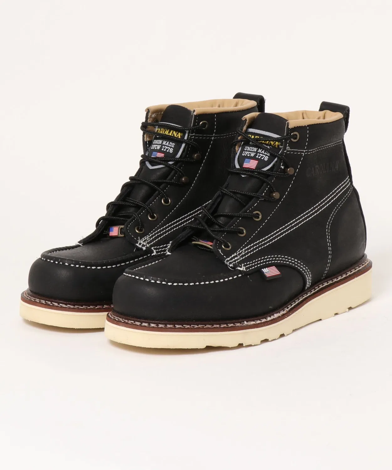 Ботинки рабочие Carolina S6 DOMESTIC MOCTOE WEDGE WORK BOOT, кожа, черные