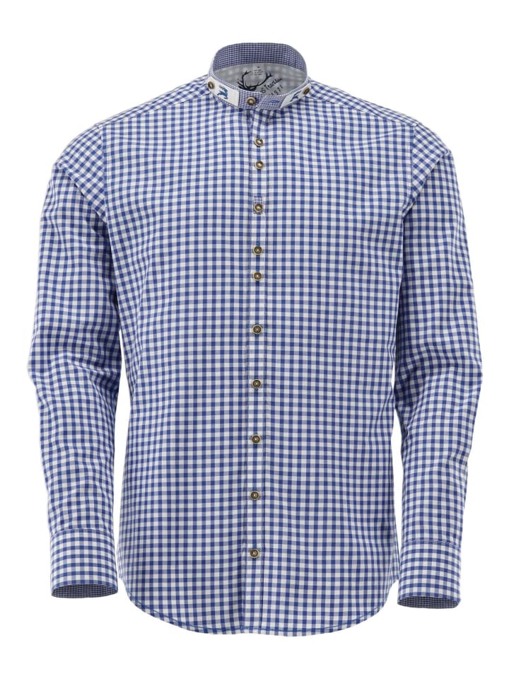 

Традиционная рубашка Прабу средне-синего цвета OS-Trachten