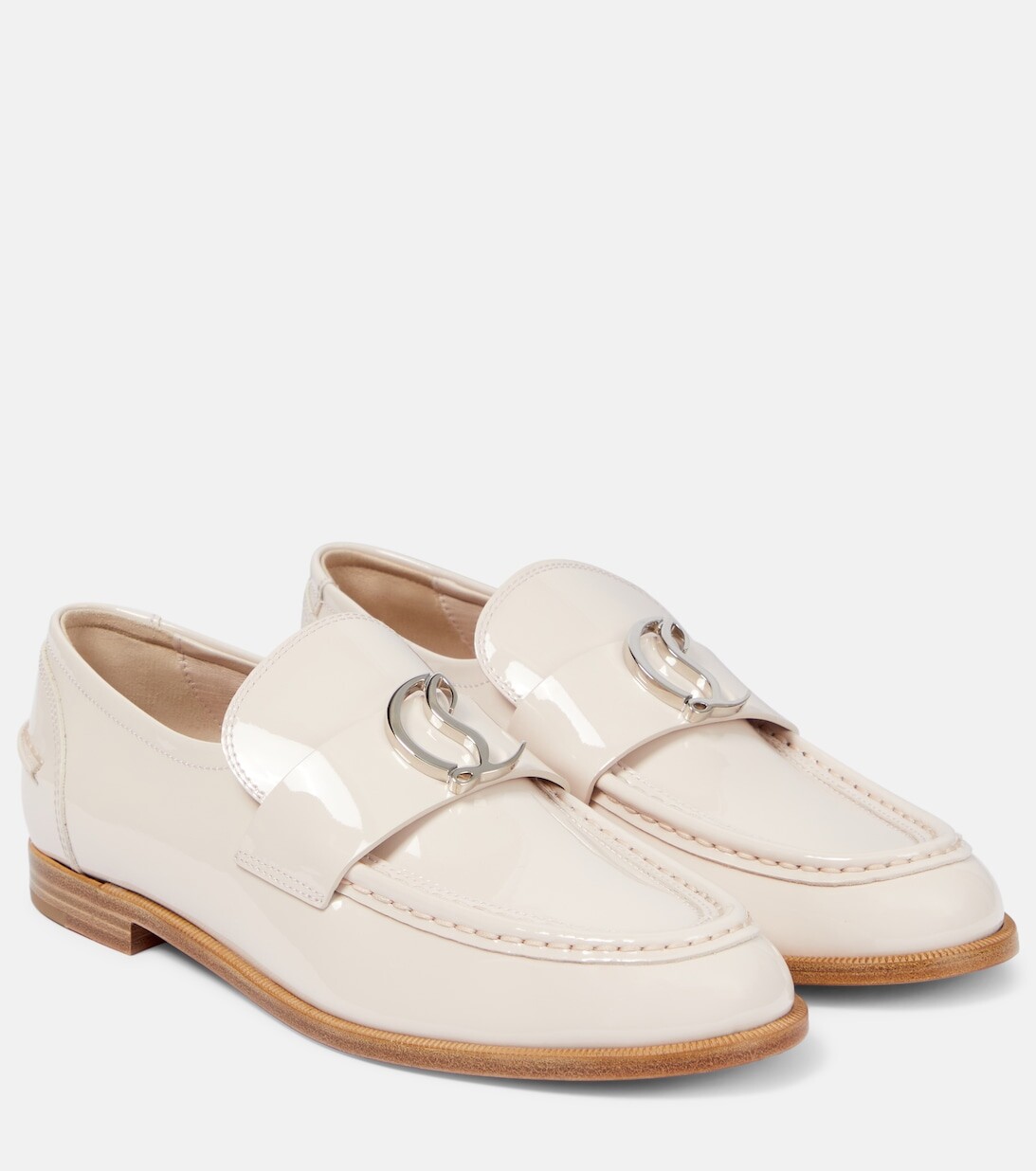 Лоферы CL Moc из лакированной кожи Christian Louboutin, бежевый