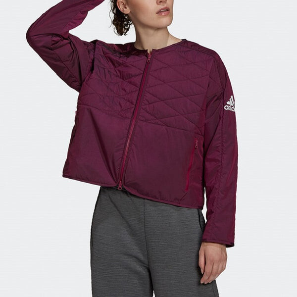 Куртка (WMNS) adidas W ZNE Padded JK Cardigan Casual Sports Jacket Wine Red, красный — фото 3