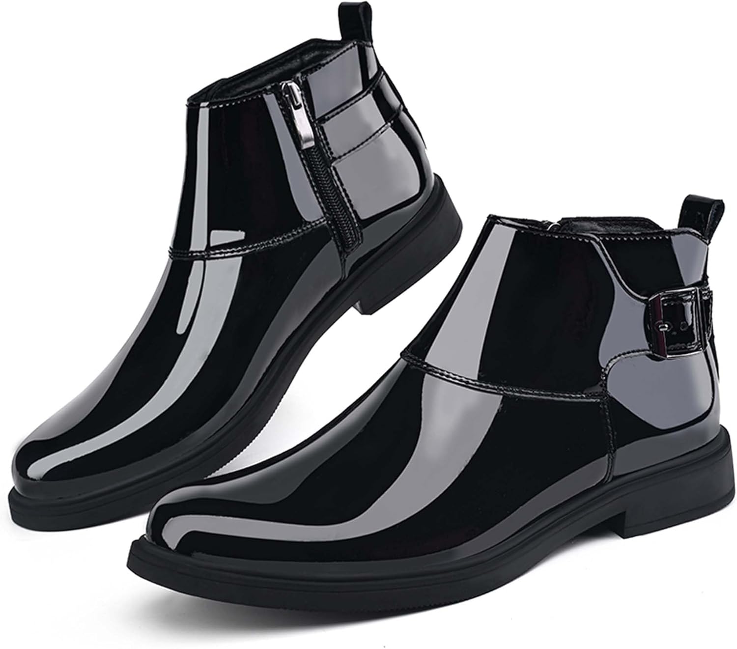 

Мужские черные лаковые ботинки-челси, модные, деловые, повседневные и формальные, подходят для работы в офисе и посещения свадеб, для особых случаев Generic