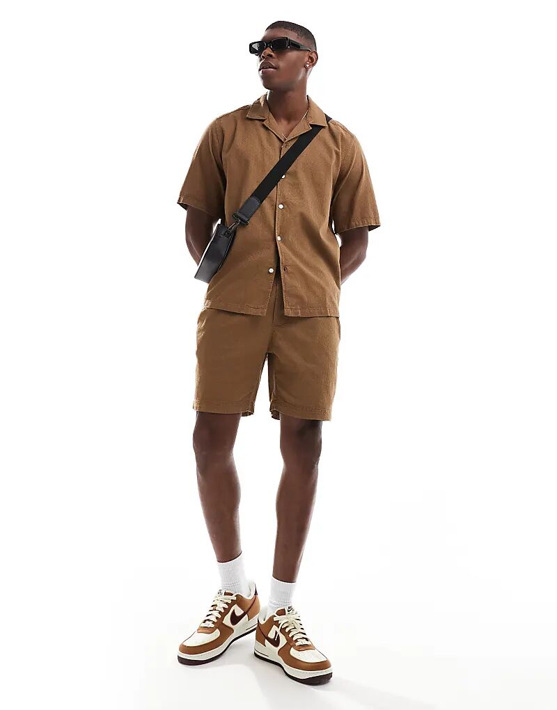 

ONLY & SONS вафельная текстура короткая шоколадно-коричневого цвета