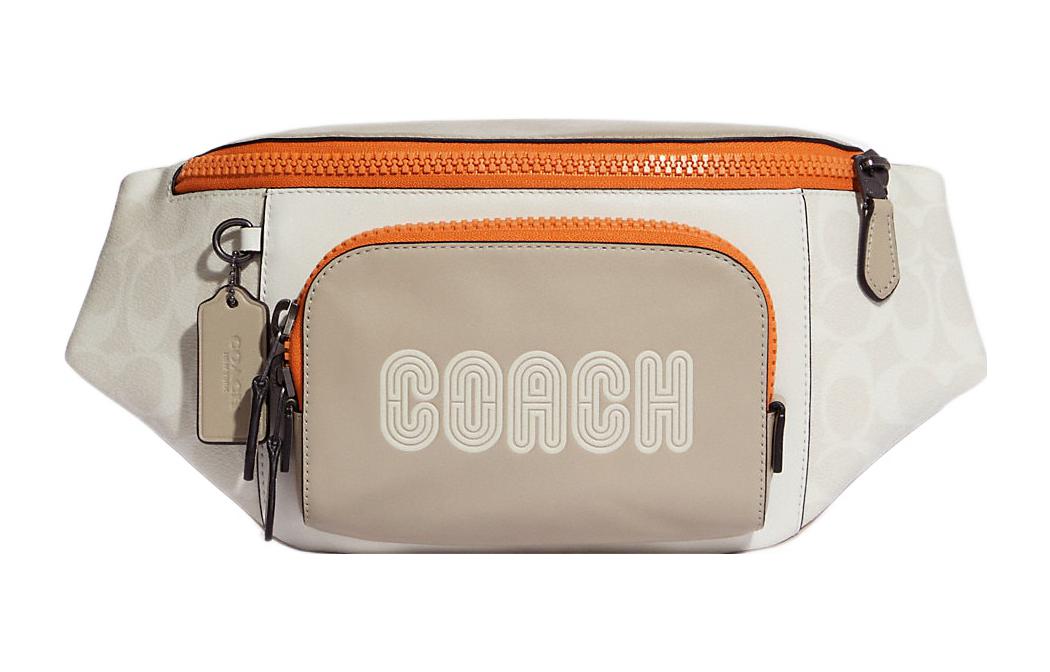 

COACH Трек-канвас с поясной сумкой из телячьей кожи Tubas мужская белая, оранжевая и молочный чай