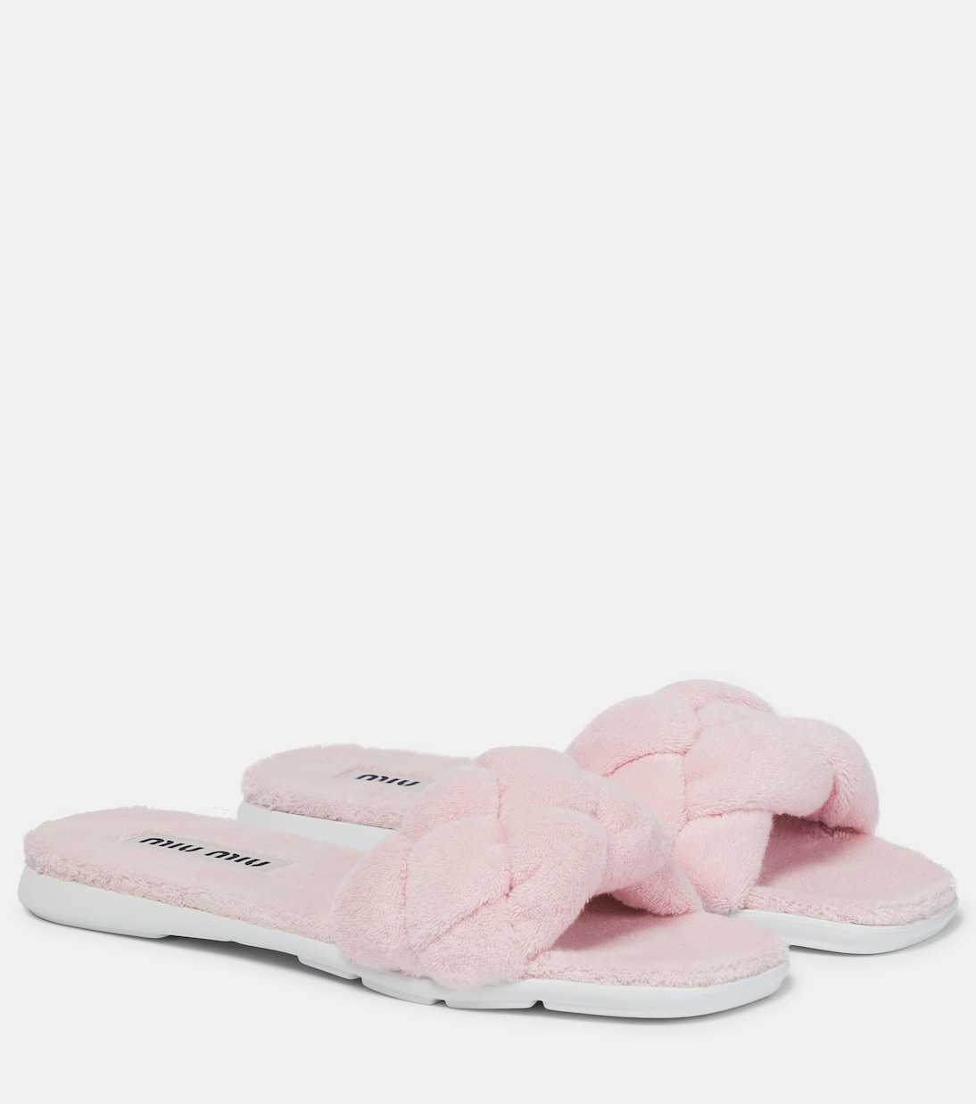 Французские слайдеры из махровой ткани Miu Miu, Alabastro