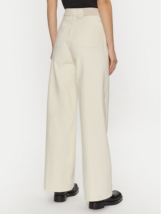 Джинсы широкие Calvin Klein, экрю — фото 3