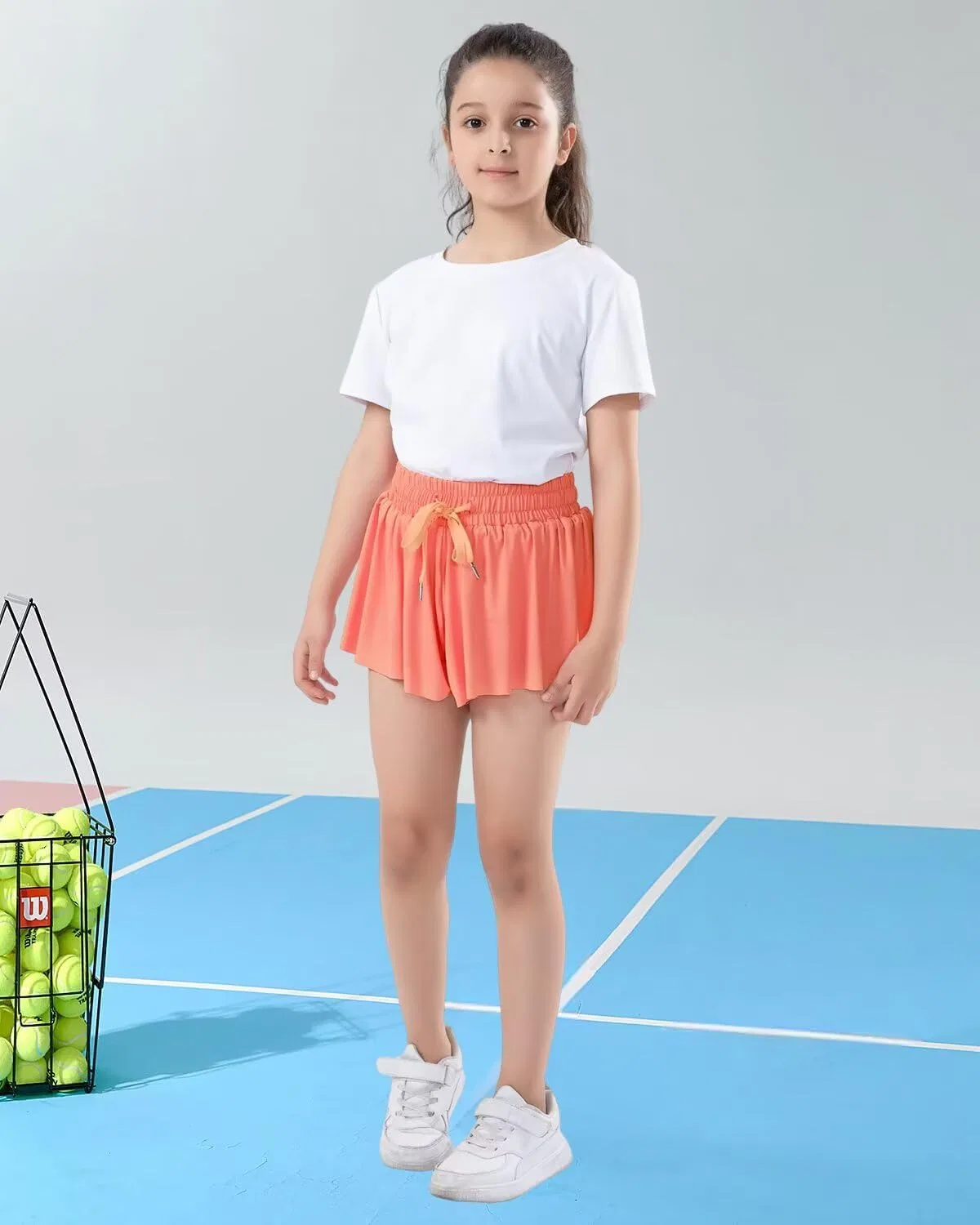 Шорты для девочек 2 в 1 с вкладышем, Zqajuxg, Peach Pink — фото 2
