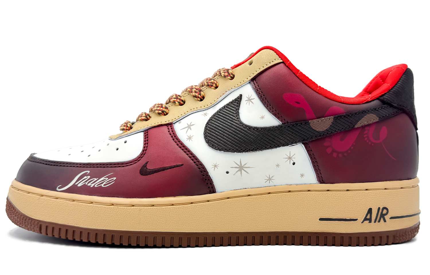 

Nike Кроссовки для скейтбординга Air Force 1 Anti-Slip Wear-Resistant Low-Top мужские красно-белые