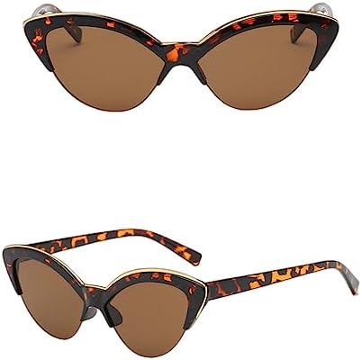 

Солнцезащитные очки Vat Eye в винтажном стиле, полуободковая оправа, черные, «кошачий глаз», ретро, ​​женские солнцезащитные очки маленького размера MTZJH, Leopard Tea