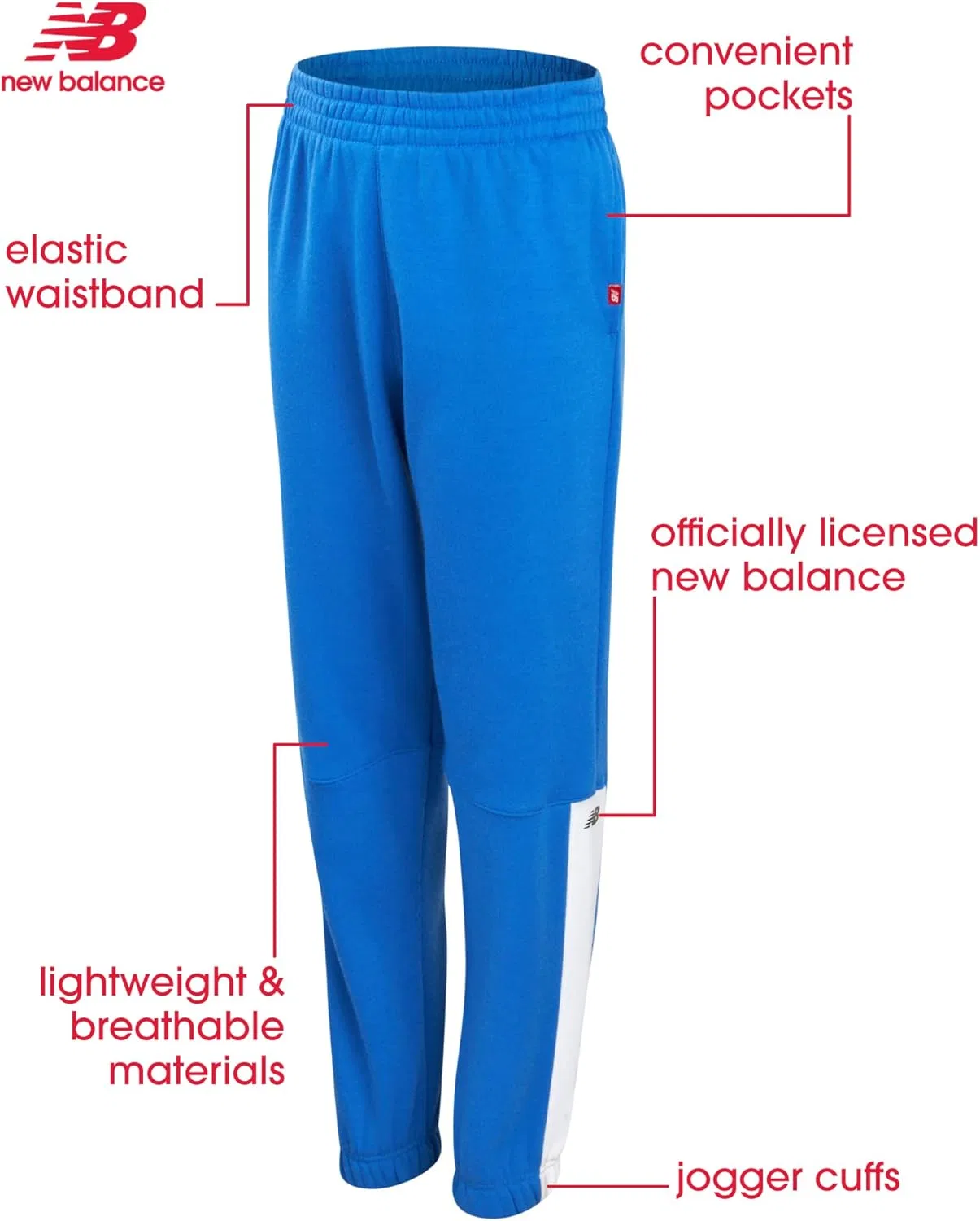 Спортивные штаны New Balance для мальчиков - комплект из 2 штук, флисовые спортивные штаны с эластичным поясом - спортивные штаны для детей, Cobalt/Indigo — фото 4