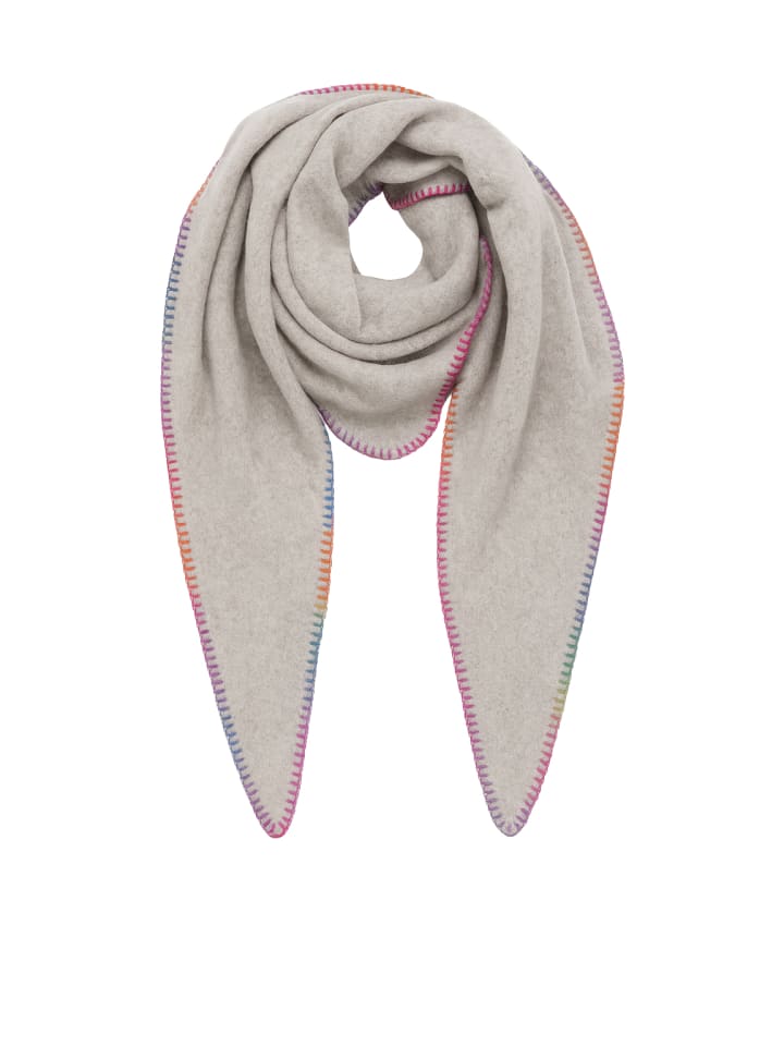 

Треугольный шарф с цветной декоративной строчкой по краю розового цвета. Faera