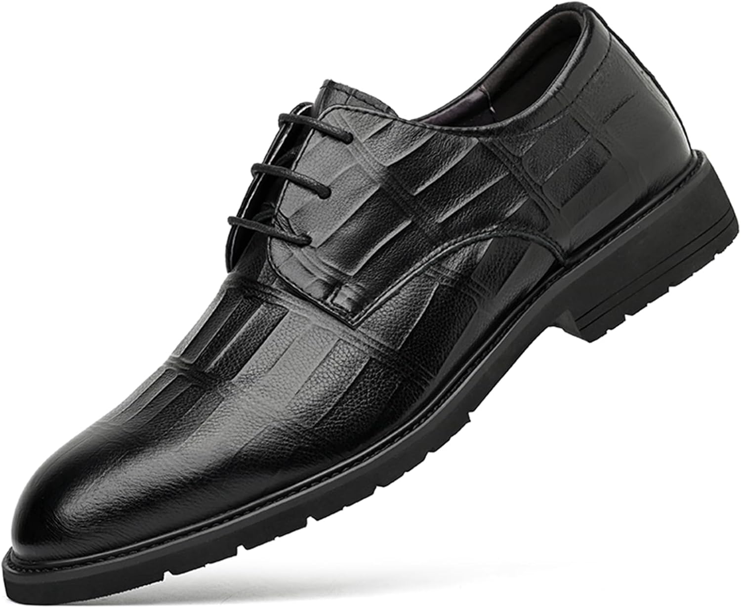 

Мужские классические оксфорды из натуральной кожи с шнуровкой, с круглым носком, подошвой с противоскользящим эффектом, туфли для смокинга, для свадьбы, вечеринок, офиса и деловой работы Tixewsjh, черный