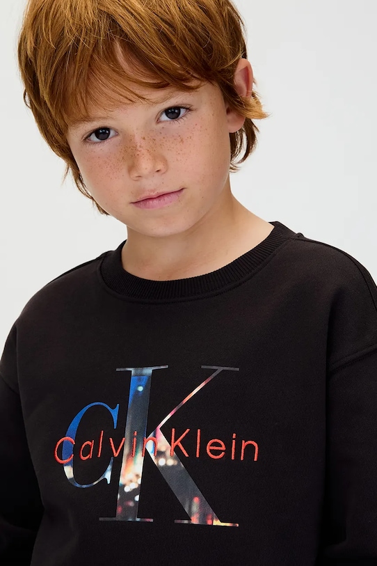 Детская хлопковая толстовка Calvin Klein Jeans, черный — фото 3