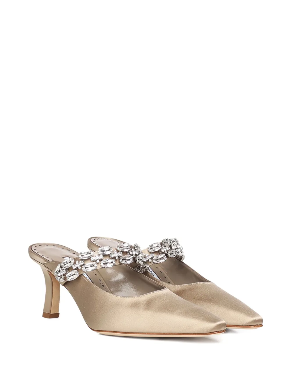 Туфли-лодочки на каблуке, украшенные кристаллами Manolo Blahnik, нейтральный — фото 2