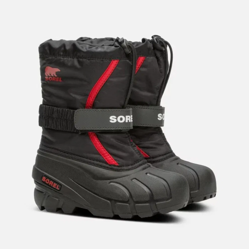 Детские зимние ботинки Sorel Flurry NY15, черные, водонепроницаемые, утепленные, VER1136