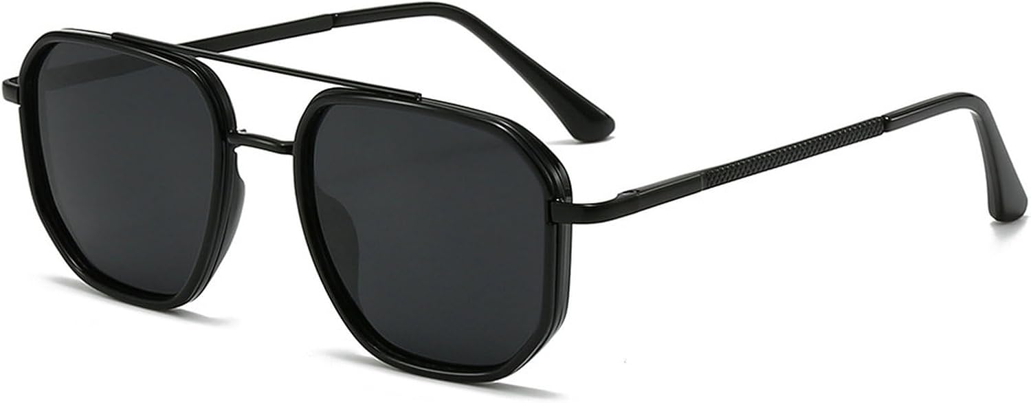 

Поляризованные солнцезащитные очки-пилот для женщин, ретро-очки в квадратной оправе для мужчин, очки для вождения, путешествий и активного отдыха с защитой от УФ-излучения mincl, Black